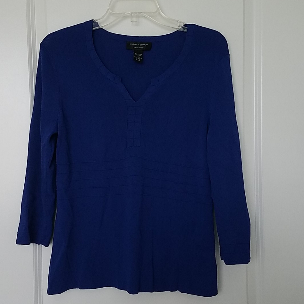 Cable & Gauge Petites Quarter Sleeve Sweater Large